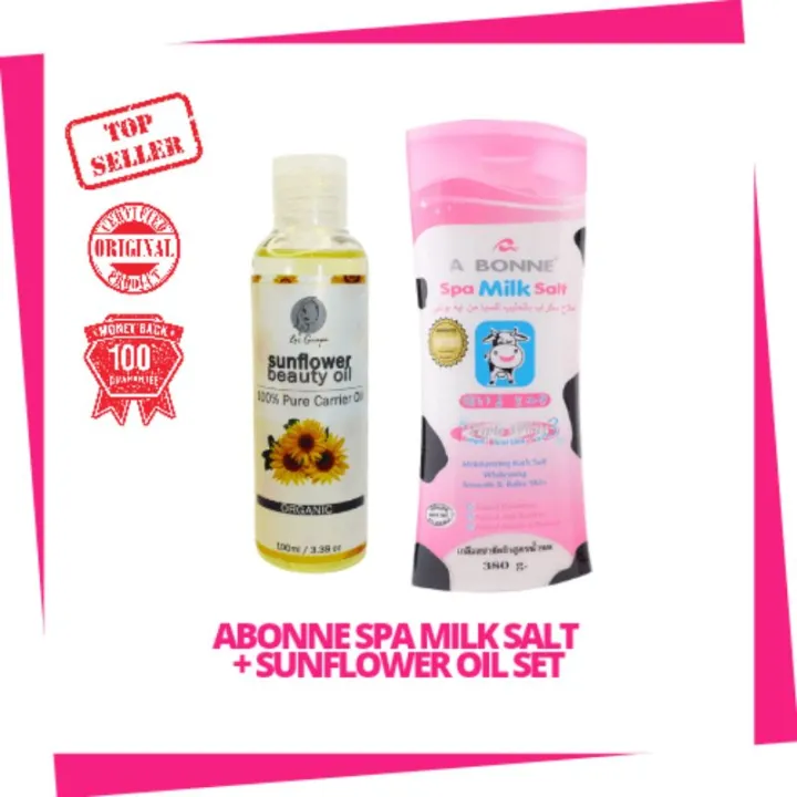 ABONNE MILK SALT SCRUB 380G + SUNFLOWER OIL 100ML Lazada PH