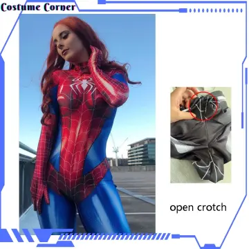 Venom Spiderman Bodysuit Cosplay Costume Tights Halloween Suit Open Crotch  Adult