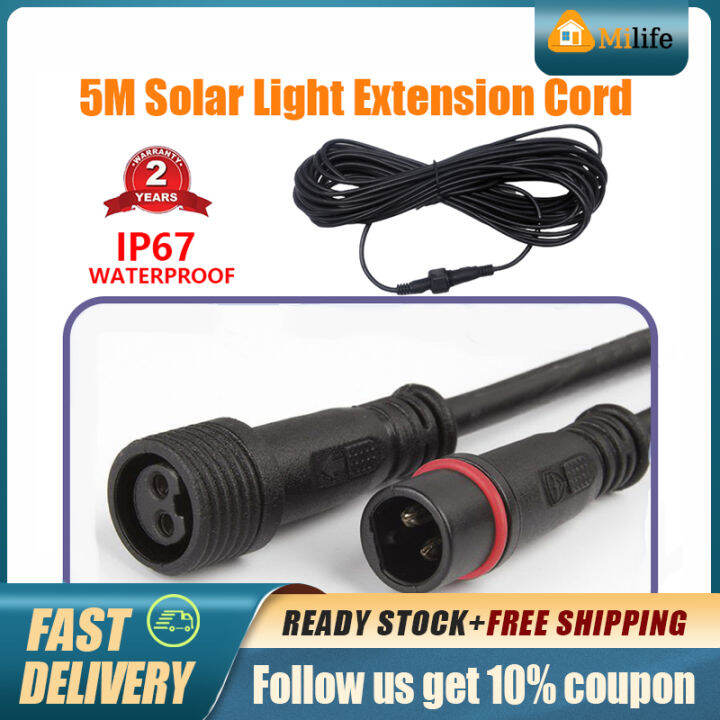 💯【Original + 24 hours delivery】🔥5M Solar Light Extension Cord Solar