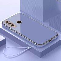 P30Lite สายคล้องสุดหรูเคลือบเคสสำหรับหัวเหว่ย P สมาร์ท2021 Y7A Y7 Y9Prime2019 P20 P30 P40 7i Mate 20 30 40 Pro ฝาครอบสี่เหลี่ยม Y9S