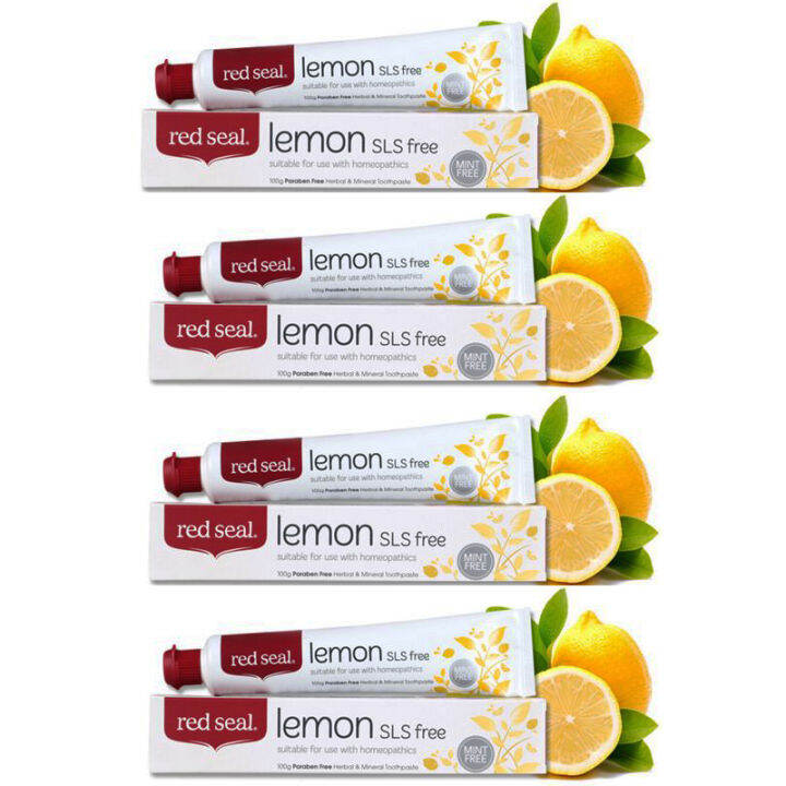 Red Seal Toothpaste Lemon Sodium Lauryl Sulphate Free 100g x 4 Tubes
