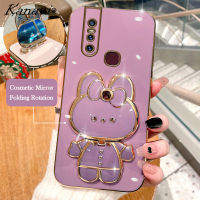 Kanavi เคสโทรศัพท์แฟชั่นสำหรับ VIVO V11 V11i V11 Pro V15 V15 Pro V19 V19 V17นีโอเคสนิ่มเคลือบอิเล็คโทรเพลทหรูหราซิลิโคน Electroplated กระต่ายแต่งหน้าตัวยึดกระจกฝาครอบโทรศัพท์