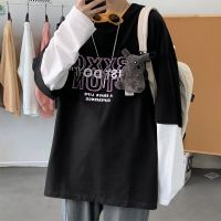 CODHaley Childe Baju T Shirt Lelaki Long-sleeved T-shirt Mens Autumn New Fake Two-piece Tshirt Fashion Loose Oversized Top