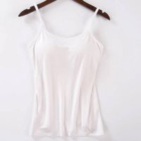 Women Padding Casual Tank Vest Solid Strap Camisoles Cotton Top