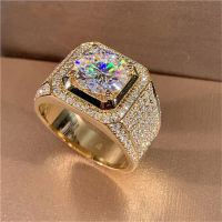Nomet แหวนทอง14K สำหรับผู้ชาย,แหวนเพชรโมอิส2ct าไนท์เพทายห้องแล็บสีเงินแหวนแหวนแต่งงานแหวนหมั้นเครื่องประดับสำหรับเป็นของขวัญ9339