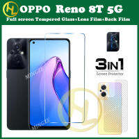 (3in1) สำหรับ OPPO Reno8T 5G กระจกเทมเปอร์ฟิล์มป้องกัน + เลนส์กล้องถ่ายรูปฟิล์มป้องกัน + คาร์บอนไฟเบอร์ฟิล์มด้านหลัง Reno 10 9 8 8T 8Z 8Pro 7 6 7Z 7SE 6Z 4Z 5K 5K 4 3 2F/2Z 4G 5G อุปกรณ์ป้องกันหน้าจอ