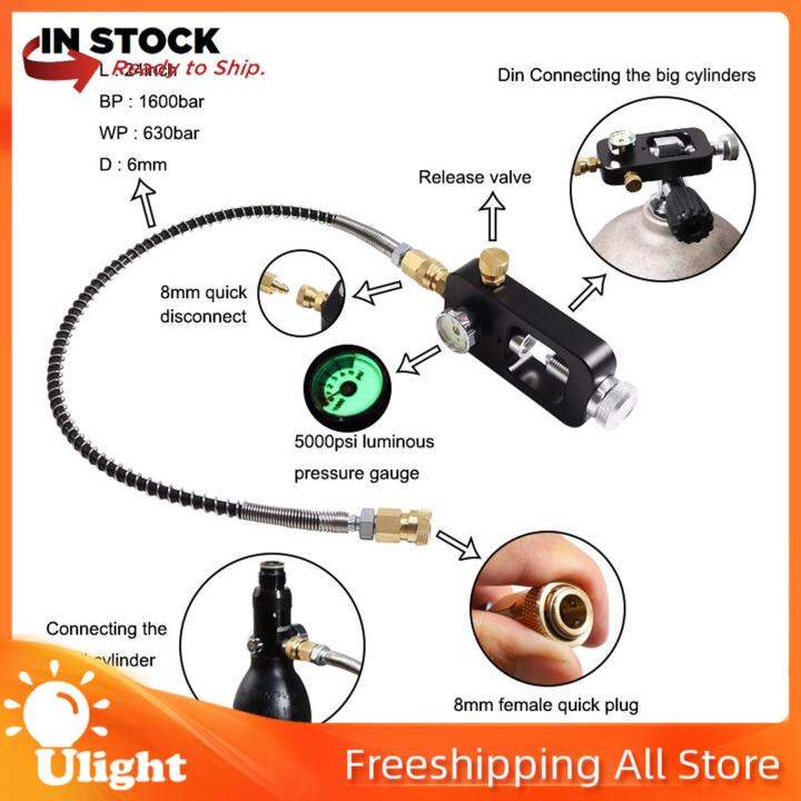 Ulight Valve Scuba Adapter/ 4500PSI ถังแรงดันสูง/พร้อมท่อ/โลหะผสม/ระบบ