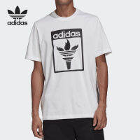 Adidasˉnew อาดิดาสเสื้อแบรนด์ทันสมัยกีฬาของแท้,เสื้อยืดแฟชั่นสำหรับทั้งหญิงและชายโคลเวอร์แท้พิมพ์ลายแขนลำลองขาสั้นหล่อ100%