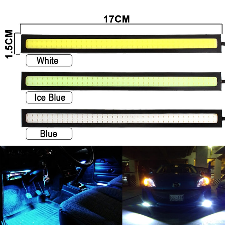 2x17-ซม-รถจัดแต่งทรงผมแผงหลอดไฟ-led-cob-12v-7000k-สีขาว-drl-ไฟภายในภายนอกโคมไฟบรรยากาศกลางวันทำงานไฟ-laojie