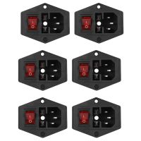 6X 3 Pin IEC320 C14 Inlet Module Plug Fuse Switch Male Power Socket 10A 250V