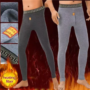 Men's Thermal Long Johns Fleece Lined Trousers Free-cutting Thermal Leggings  Base Layer Stretch Bottoms Pants Warm Underwear