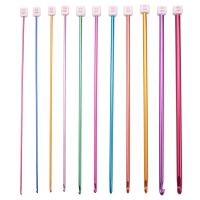 11pcs 27cm Multicolour Aluminum Tunisian Afghan Crochet Hook Knit Needles 2-8mm