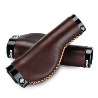 Champkey Bicycle Handlebar Grips 1 Pair Genuine Leather with Soft Material Bike Grip