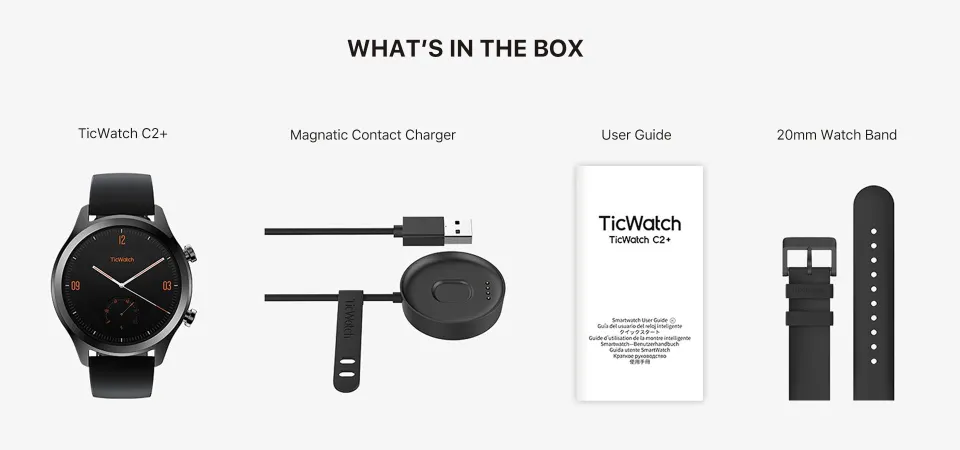 TicWatch C2 Plus Wear OS Smartwatch 1GB RAM Built in GPS Fitness Tracking  IP68 Waterproof Watch NFC Google Pay Women's Watch, Smar…