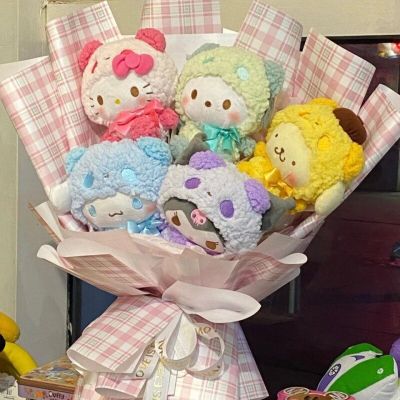 Sanrio ชุดช่อดอกไม้ช่อดอกไม้น่ารัก Kuromi Mymelody ช่อดอกไม้วันวาเลนไทน์คริสต์มาสวัสดุ Diy Kado Romantis