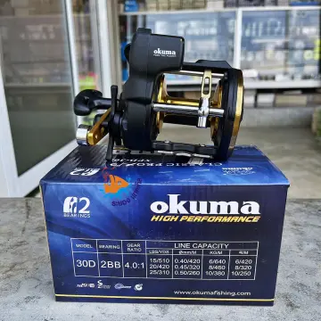 Okuma Magda Pro Line Counter Levelwind Trolling Reel, Small, Black