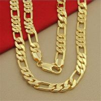 Hip Hop 925 Sterling Silver Necklace 8MM Three Bedroom One Figaro Necklace Plating 24K Gold Mens Party Jewelry Jewelry Gift Fashion Chain Necklaces