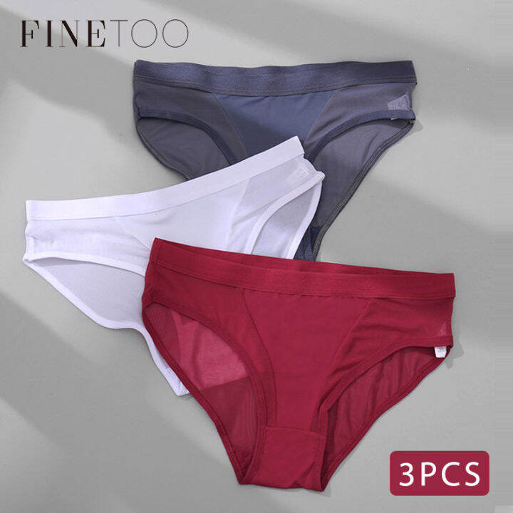 Finetoo 3pcs Set Women Panties Mesh Lingerie Seamless Female Underwear See Through Underpants