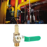 G1/4 ชายถึง 8/10/12 มม. ท่อ Barb Ball Valve ก้านสีเขียวจับวาล์วทองเหลืองข้น