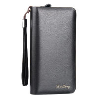 Mens Soft Leather Wallet PU Leather Double Zipper Money Clip with Coin Pocket High-capacity Cash Card Purses WBL46