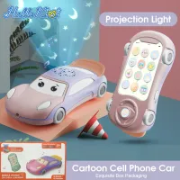 HelloKimi Baby Cell Phone Toy Cartoon Car Toys Simulation Mobile Phone Toys For Babies Toddler Early Learning Toys Music Toy Phone Multifunctional Stars Projection Early Educational Toy