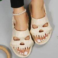 BEVERGREEN Skull Design Women Slippers Outdoor Fun Novelty Shoes Thick Sole Platform Beach Slides Non-slip Men Sandals