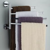 Bathroom Towel Rack Rotating Towel Holder Wall Mounted Towel Stainless Steel Swivel Rack 2/3/4 Bar Bathroom Towel Shelf