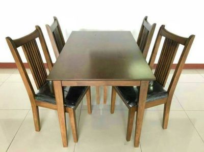 SB SMILE  ชุดโต๊ะอาหารไม้ยางพารา รุ่น #111-B /4 ที่นั่ง แบบดีไซน์สวยทันสมัย ชุดโต๊ะอาหารขายดียอดนิยม สไตล์เกาหลี แข็งแรงทนทาน ขนาด 75x120x75 ซม