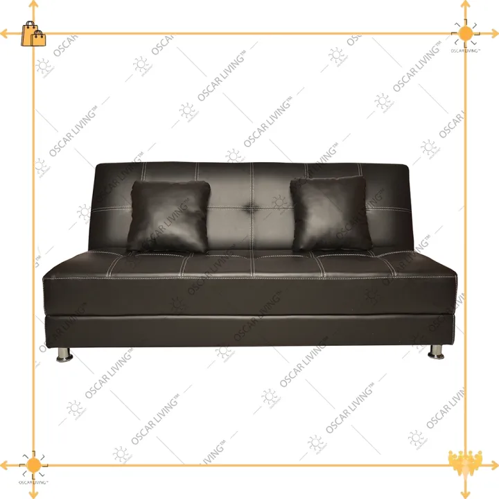 Sofa Minimalis Modern Terbaru OLC Luxio Hitam Sofa Bed Ruang Tamu Sofa Tidur + 2 Unit Bantal ...