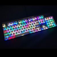 【❖New Hot❖】 biyangbiao Rgb 108 Keycaps รูปแบบ Ansi Pbt สีขาวพุดดิ้งผิวคู่ Slit Backlit Keycap สำหรับ Oem Cherry Mx Gh60 Poker 87 Tkl 108