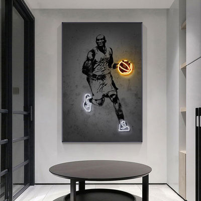 Sports Star Art Canvas Painting Basketball Player Posters and Prints Wall Art Pictures for Teen Living Room Home Decor Unframed