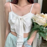 COD DSFERTRETRE Xiaozhainv 3 colors Fashion Bowknot Camisole Crop top women clothes knitting Tank tops for women clothes