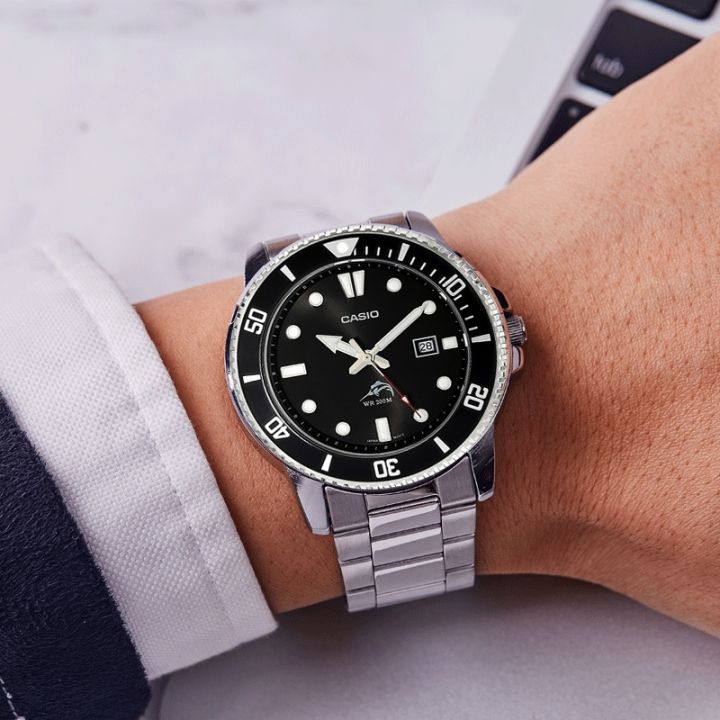 สินค้าขายดี-คาสิโอ-duro-200m-นาฬิกาผู้ชาย-สายสเตนเลส-รุ่น-mdv-106-1a-คาสิโอ้-mdv106-ตัวล็อกแบบบานพับ