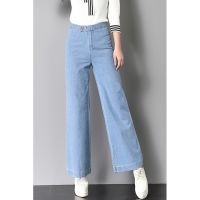 Women Korean Pants High Waist Jeans Palazo Pants Denim Long Pants Trousers CELANA WANITA