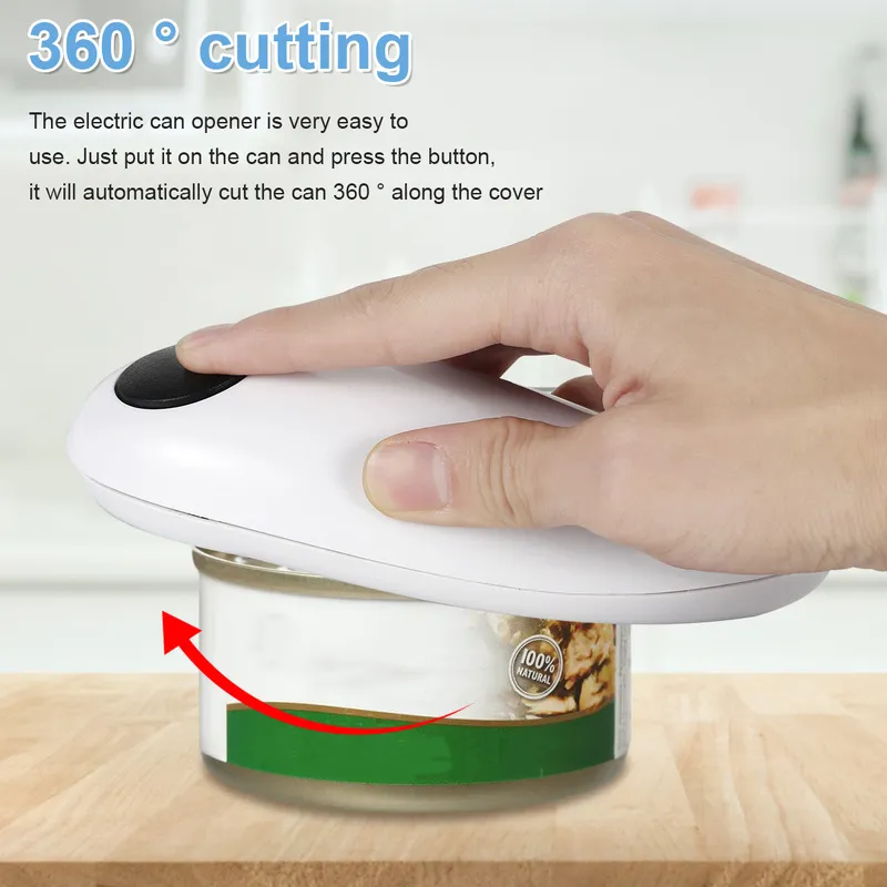 One Touch Automatic Electric Can Tin Jar Opener Portable Kitchen