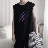 HAHA✨?VEST NEW✨Mens Fashion Vest เสื้อกั๊กแขนกุดสีดำ / ขาวพิมพ์ลายแมวและเมาส์คู่เสื้อกั๊ก