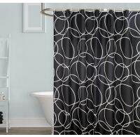 【Bathroom sale】ม่านอาบน้ำ BlackFabric โรคราน้ำค้าง ResistantBath ผ้าม่านสำหรับห้องน้ำ12ชิ้นตะขอ