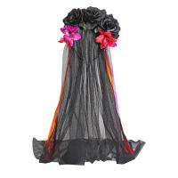 Halloween Rose Flower Headband Day of the Dead Flower Headpiece Costume Halloween Flower Headpiece Mexican Gothic Crown Veil Lace Headpiece Masquerade calm