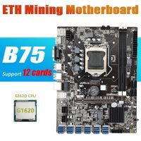 B75 ETH Mining Motherboard 12 PCIE To USB With G1620 CPU LGA1155 MSATA Support 2XDDR3 B75 USB BTC Miner Motherboard