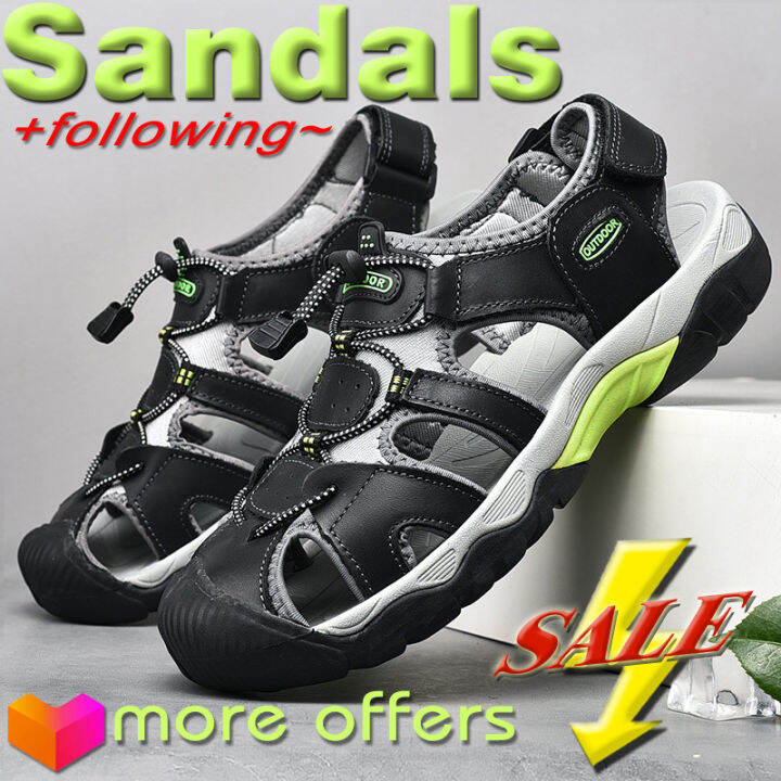 outdoor-genuine-leather-beach-sandals-non-slip-summer-shoes-large-size-rubber-soft-sole-cushioned-comfort-classic-men-s-shoes