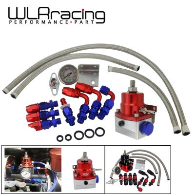 WLR - Universal Adjustable Fuel Pressure Regulator With Gauge AN6 Fuel Line Hose Fittings End Kit