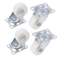 【LZ】djl074 4 Pcs White 1.25  Single Wheel Light Duty Swivel Plate Plastic Rectangle Top Plate Move Flexible Light Duty Caster Wheel