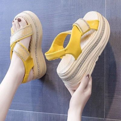 Thick-soled Roman sandals womens 2023 summer new style explosive outer inner high-heeled wedge-heeled sponge cake fashion sports