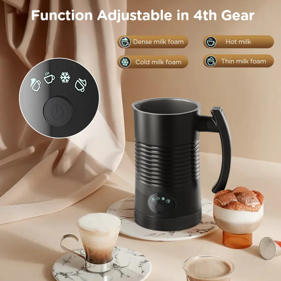 4 In 1 Electric Milk Frother 304 Stainless Steel Automatic Milk Warmer 4  Modes Large Capacity for Making Latte Cappuccino Coffee