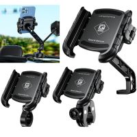 360 Degree Motorcycle Phone Holder Mount Moto Bicycle Handlebar Bracket Phone Stand for 3-7.0 inch Mobile Phone Rearview Mount