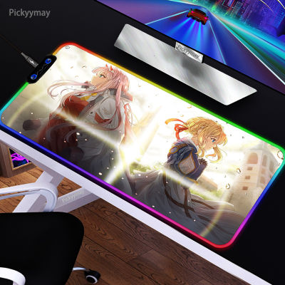 Violet Evergarden RGB Mouse Pad Gaming Accessories Computer Large Anime Mousepad Gamer Rubber Car With Backlit Desk Mat 90x40
