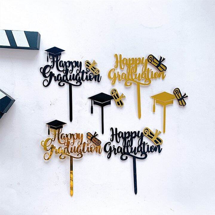 Happy Graduation Theme Cake Topper Congratulation Acrylic Cake Topper ...