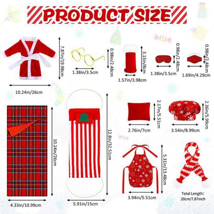 christmas-elf-doll-accessories-set-sleeping-bag-christmas-accessory-for-elf-doll-christmas-accessory-including-elf-hammock-bathrobe-apron-hat-scarf-glasses-etc-for-elf-doll-exceptional