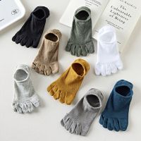 Five Fingers Men’s Socks Silicone Anti-slip Low Cut Ankle Boat Socks Men Male Summer Invisible No Show Socks Slippers Light Gray Socks Tights