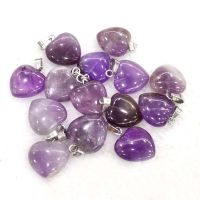 16mm Fashion natural amethyst Stone heart charms pendants good quality for jewelry accessories making Wholesale 36pcs/lot